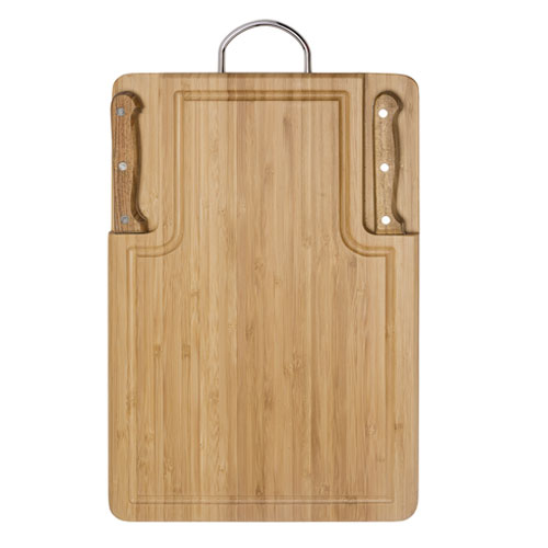 T436 TABLA DE MADERA CON CUCHILLA Y TENEDOR ASADOR