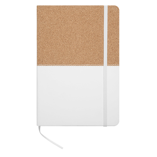 T535 LIBRETA DE CORCHO "GRECIA" (Grabado láser, Color Blanco)