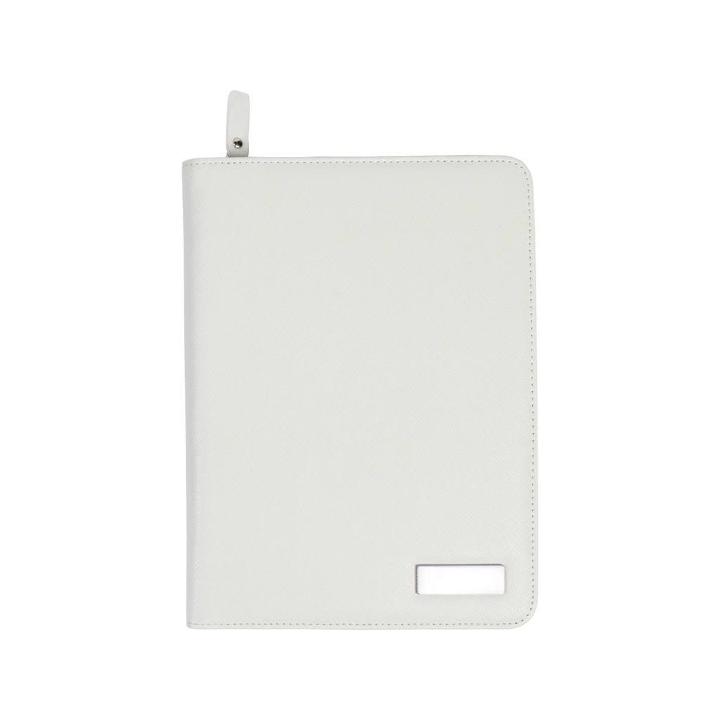 EX-049 CARPETA DE CURPIEL CON CIERRE, BLANCO
