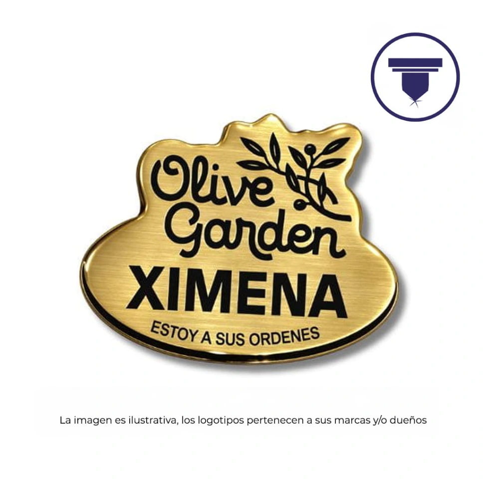 GAF-04 GAFETE CLÁSICO LÁSER. (Dorado destape negro, Broche de Alfiler de seguridad)