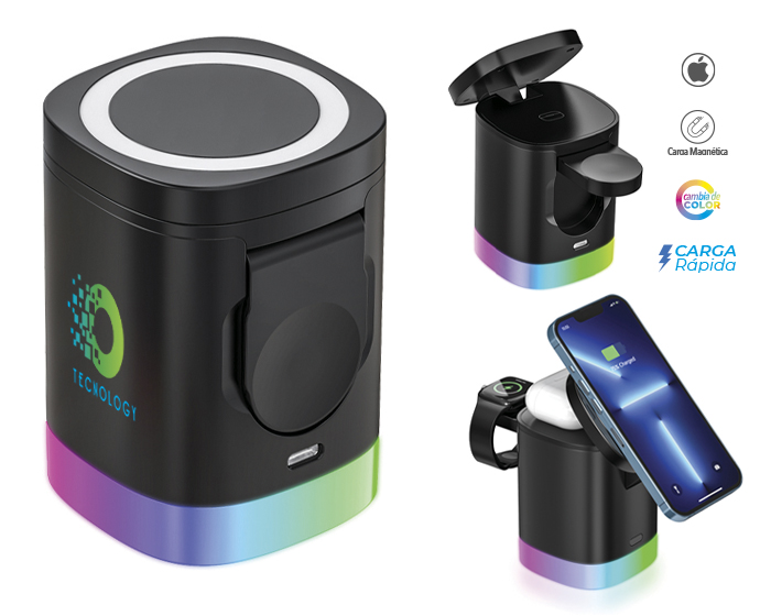 A2999 CARGADOR INALAMBRICO DE CARGA RAPIDA CON LUZ PEKIN (Tampografía)