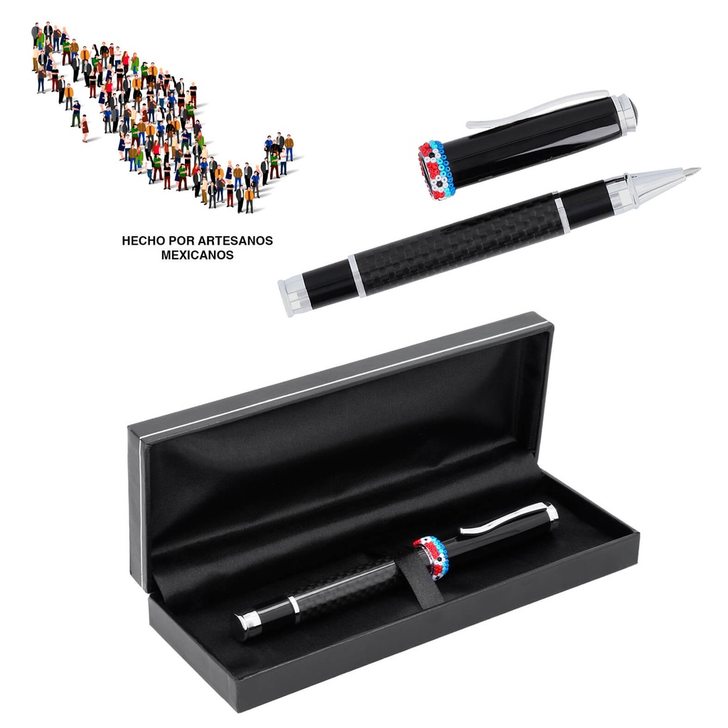 FM 930 HUICHOL BOLIGRAFO CISNEROS, NEGRO