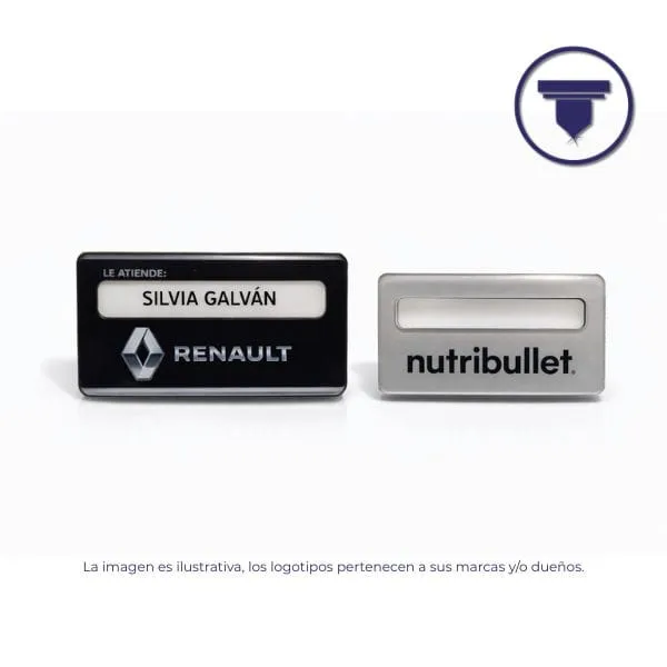 GAF-21 GAFETE REUTILIZABLE ACRI FULL. (Sin impresión, Base Negro, Broche de Alfiler de seguridad)