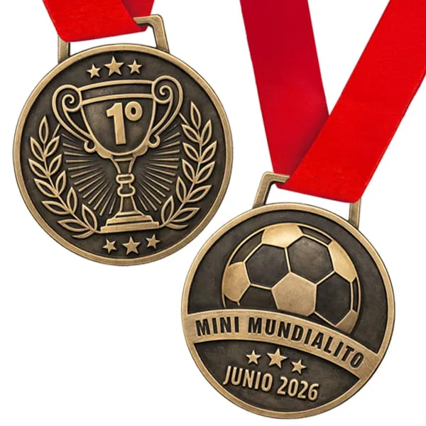 MED-004-Z MEDALLA ZAMAK A 2 CARAS 6 cm (Dorado brillante)