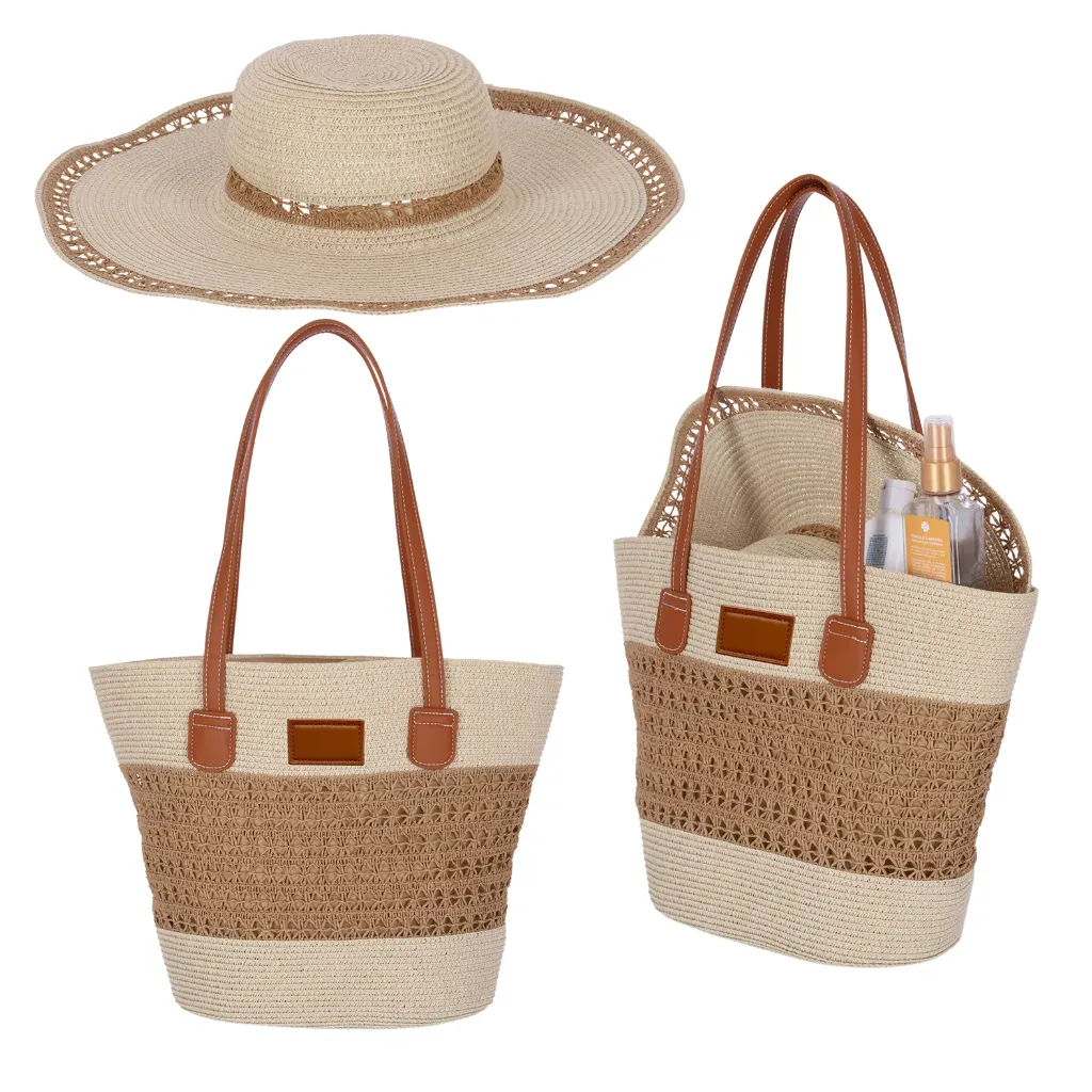 TL 069 SOMBRERO Y BOLSA DE PAJA ROSIE