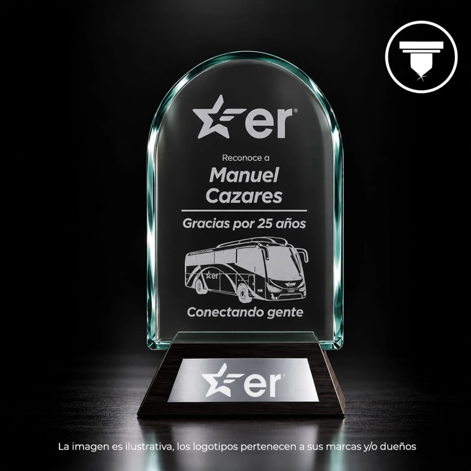 [REC-25-JADE] REC-25-JADE Reconocimiento Vitral. (Sandblast, Negro mate)