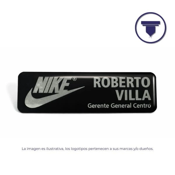 [GAF-03-Alfiler-Negro] GAF-03 GAFETE ACABADO METÁLICO. (Grabado láser, Broche de Alfiler de seguridad, Placa de aluminio anodizado tono Negro destape espejo)