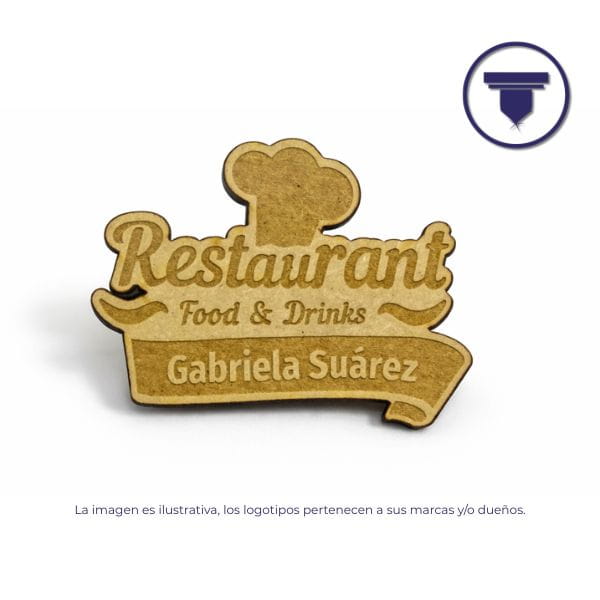 [GAF-05-Alfiler] GAF-05 GAFETE DE MDF (Grabado láser, Broche de Alfiler de seguridad)