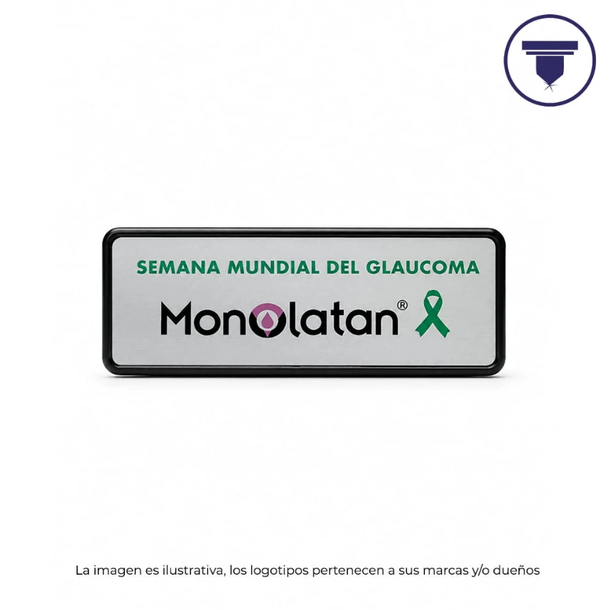 [GAF-09-Alfiler-Plata] GAF-09 GAFETE CON BISEL NEGRO. (Digital, Anodizado Plata Mate, Broche de Alfiler de seguridad)