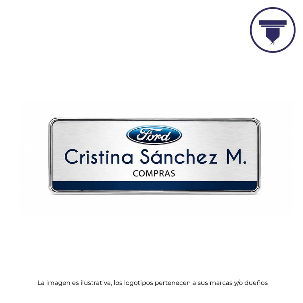 [GAF-10-Alfiler-Plata] GAF-10 GAFETE CON BISEL PLATA. (Digital, Anodizado Plata Mate, Broche de Alfiler de seguridad)