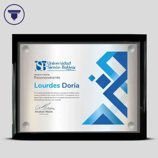 REC-04-P Reconocimiento de acrílico transparente con base de madera