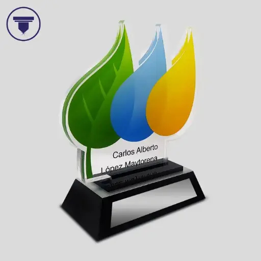 [REC-10-AC] REC-10-AC Reconocimiento de acrílico con base de madera.