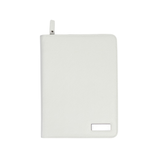 EX-049 CARPETA DE CURPIEL CON CIERRE, BLANCO