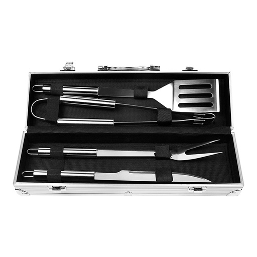 HM-018 SET DE BBQ DE 4 PIEZAS, PLATA